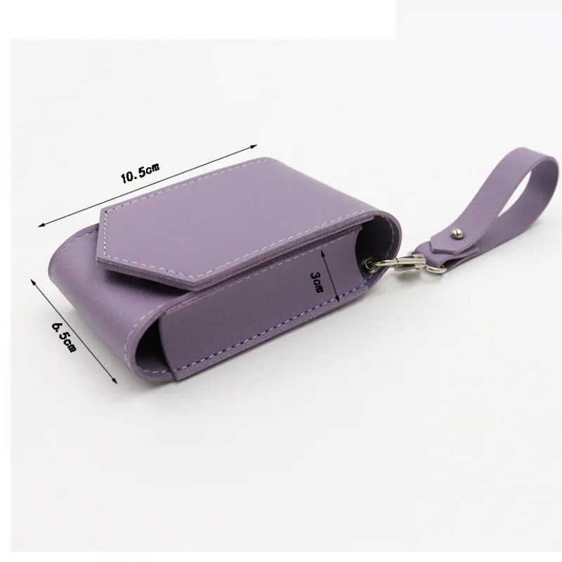Portable Women Lipstick Case with Lanyard Elegant Solid Color Chic Makeup Bag with Mirrors Keychain Earphone Lip Storage Bag 250207