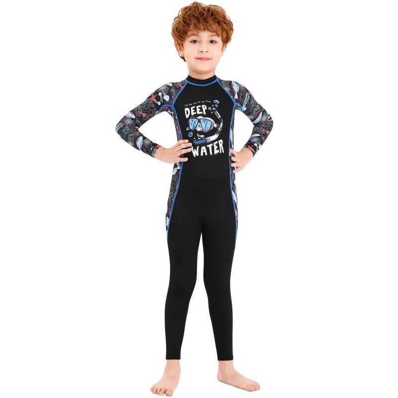 Kids Girls Boys Diving Suit Neoprenes Wetsuit Children For Keep Warm One-piece Long Sleeves UV Protection Z250214