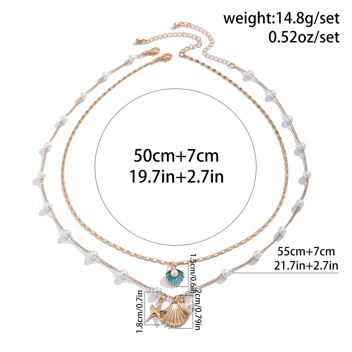 fashion Versatile Jewelry Women's Imitation Pearl Collar Chain Ocean Style Fake Shell Starfish Necklace Woman