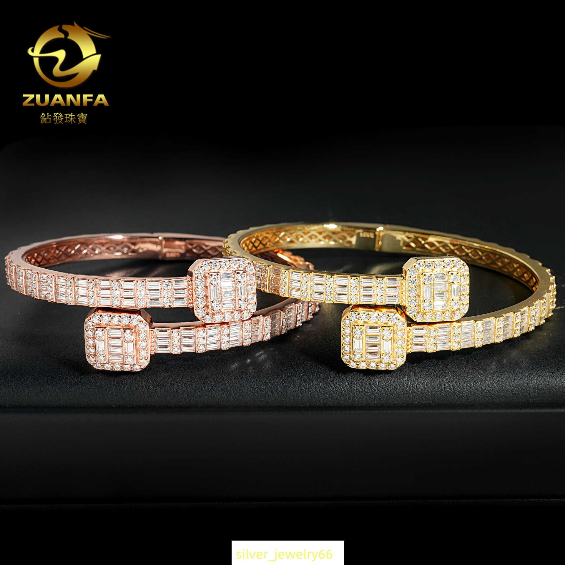 New S925 silver full inlaid moissanite personalized mens and womens trendy bracelet strength