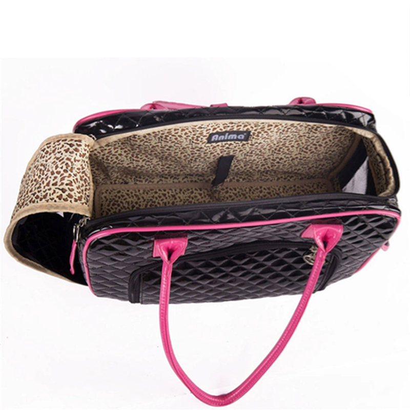 Dog Carrier for Available in All Seasons, Double Sided Breathable Mesh, Holds Up to 8lbs Quality PU Patent Leather Pet Carrier for Outdoor Travel Walk