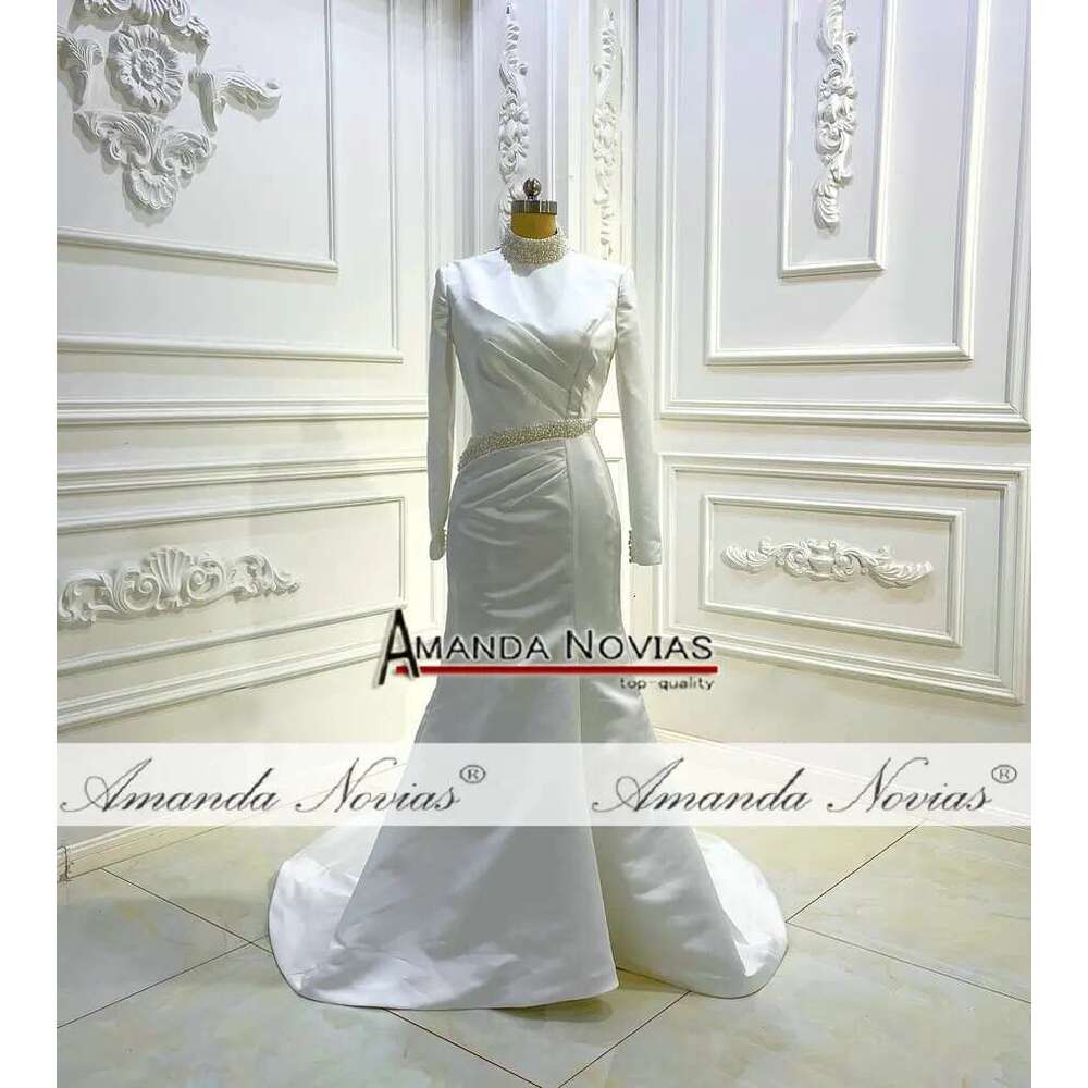 Custom Long Sleeve High Neck For Bride Mule Riding 2 In 1 Spot Mermaid Wedding Dress