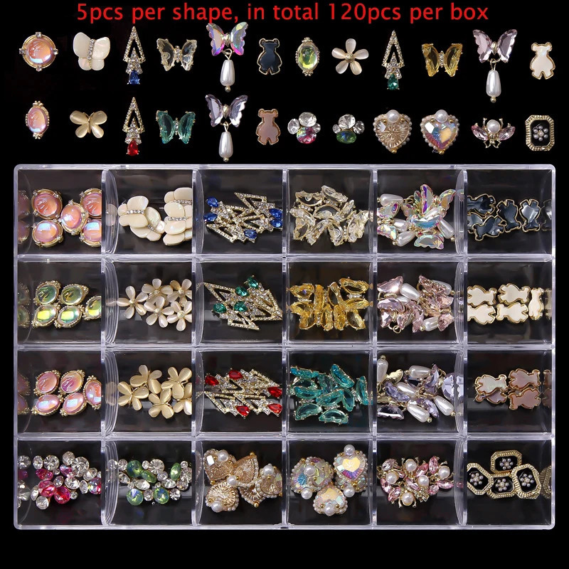 Nail Art Rhinestones Gem Decorations Boxed Alloy Diamond Nail Charms Crystals Jewelry DIY Manicure n Nails Accessories 250214