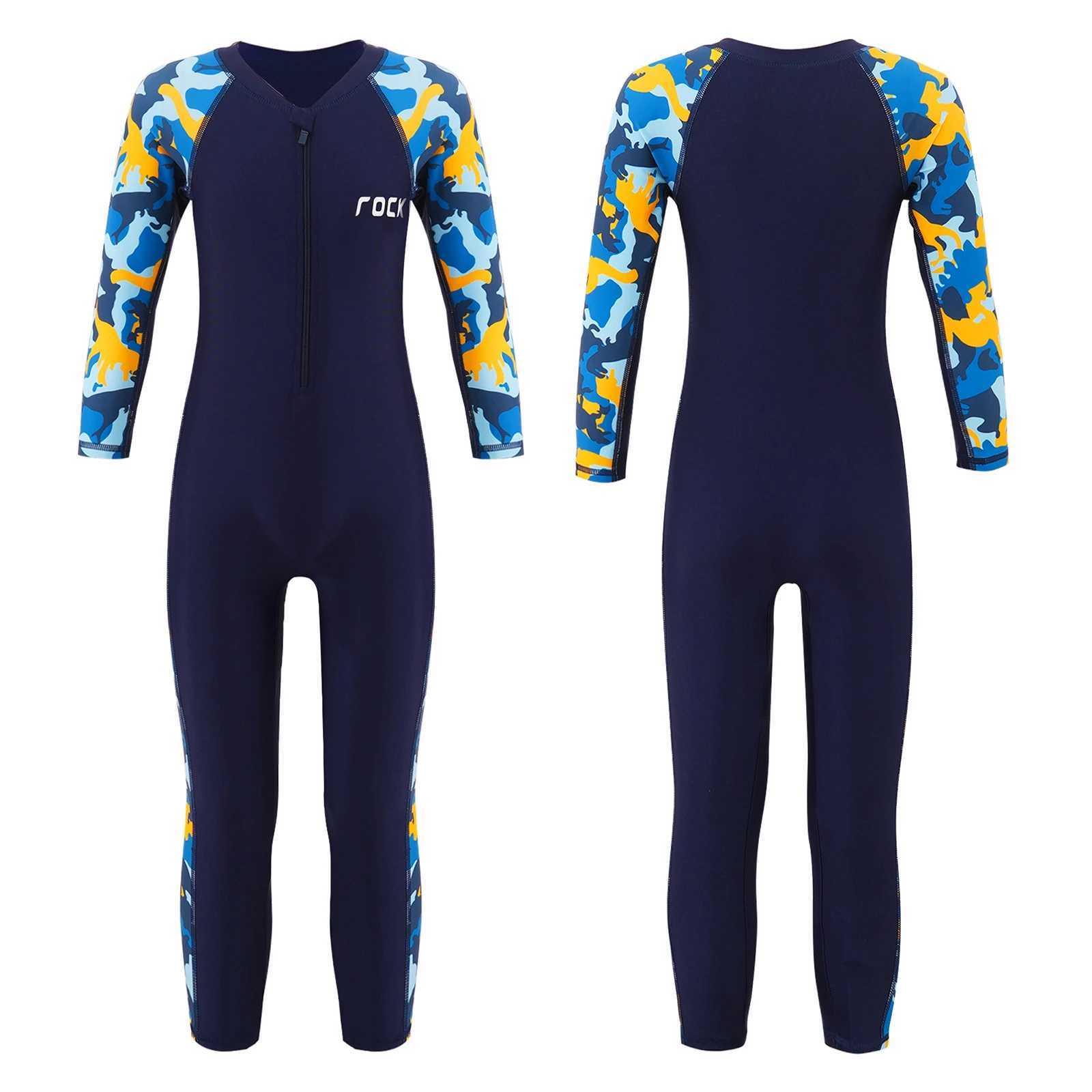 Kids Boys Rash Guard Set One-piece Sun Protection Swimsuit Swimwear Bathing Suit for Beach Pool Vacation Swimming Surfing Z250214