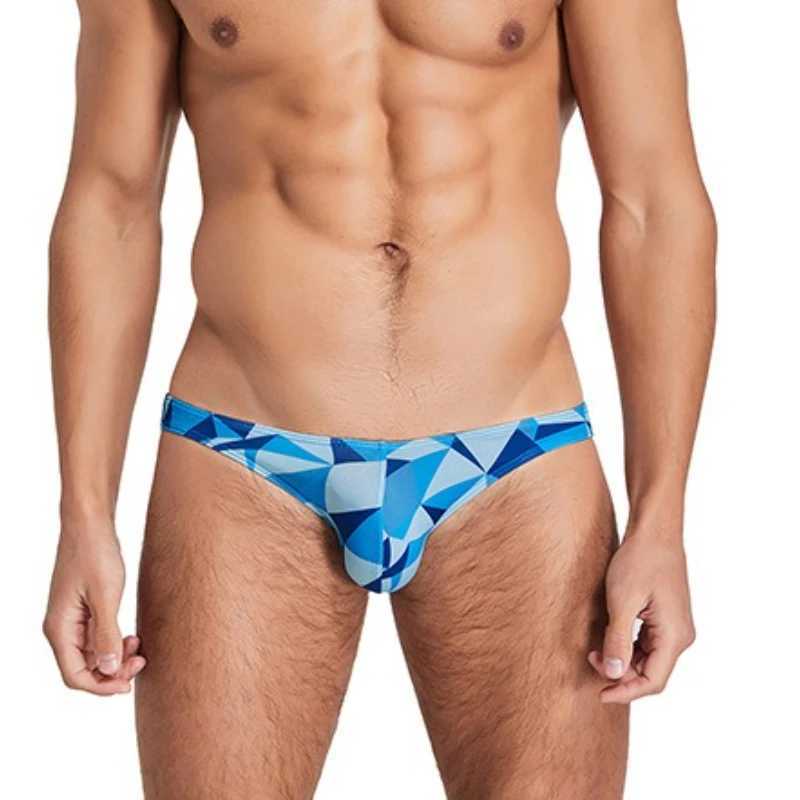 Swimwear Men Briefs Sexy Half Covered Buttocks Swimming Trunks Bathing Swim Beach Shorts Surf Beachwear Trendy Print Men Bikini W250214