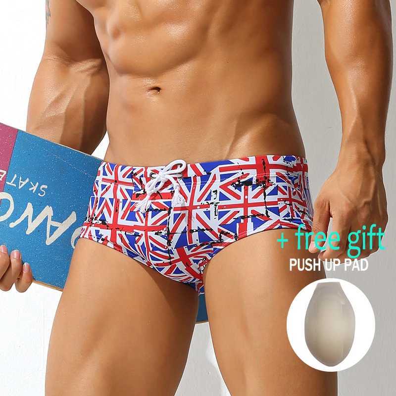 Hot Sell Swimwear Men Brief With Front Pad Low Waist Sexy Swimsuit Swimming Trunks Men Swim Shorts Save W250214