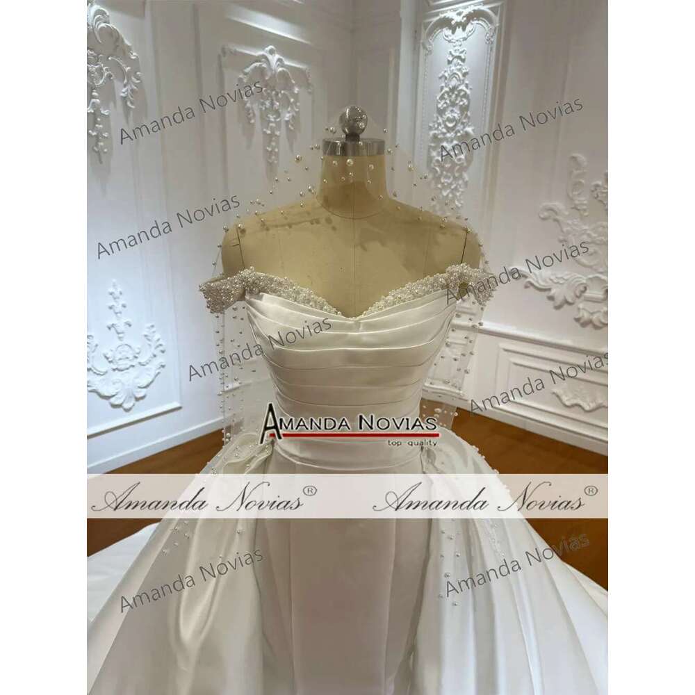 Custom Stylish Off Shoulder Mermaid Spot With Detachable Skirt Wedding Dress