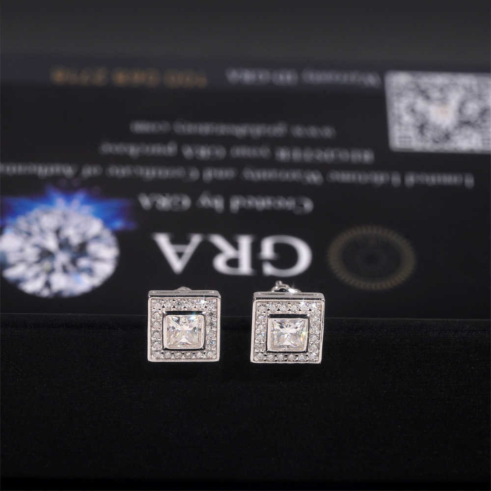 Princess Fang Fashion Earrings Newly Released 925 Silver Moissanite Hip Hop Trendy Earrings for Men and Women