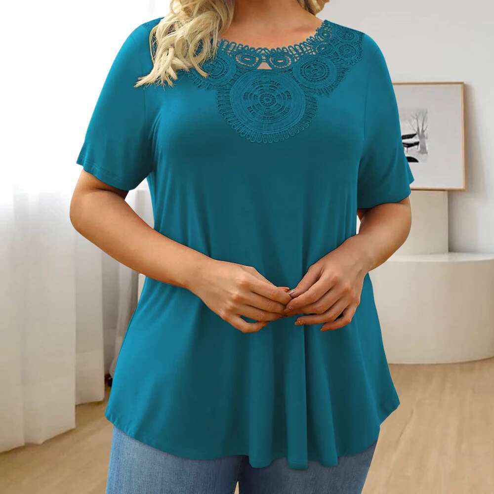 Plus Women's Tops 2024 Summer Large Size Basic T-Shirt Tee Solid Color Casual Korean Pullover Shirt For Female Clothing