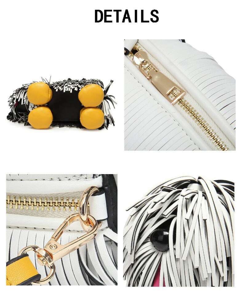 Novelty Tassel Puppy Women's Shoulder Crossbody Cute Cartoon Animal Shape Purses and Handbag Designer Tote Bag
