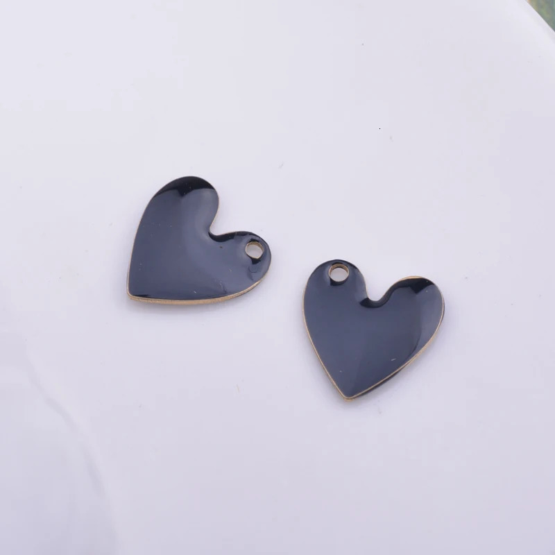 30pcs 10mm Copper Both Faced Heart Charms Enamel Small Hearts For Earring Necklace Enamel Pendant 250214