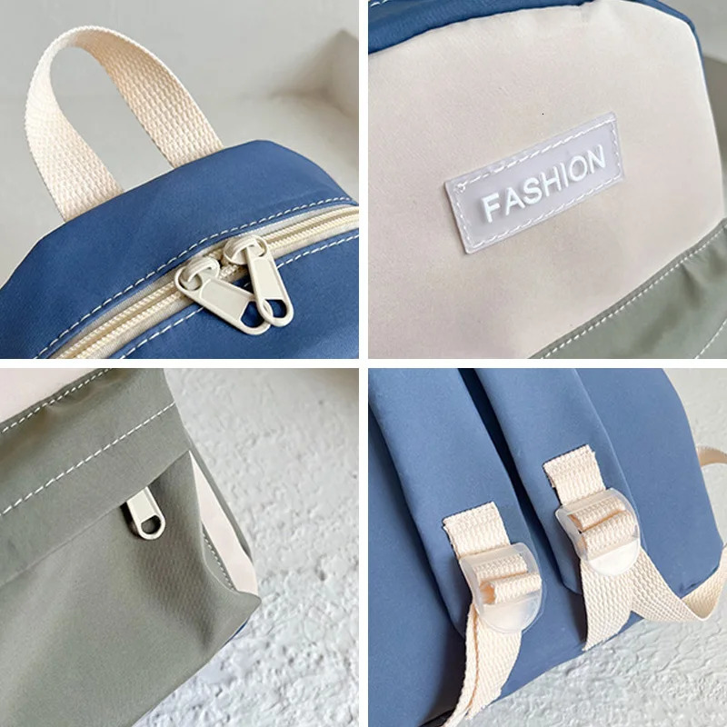 Children School Backpack Lightweight Canvas Girl Schoolbag Splicing Color Travel Backpacks for Boys Korean Kids Bags 3-6 Years 250213