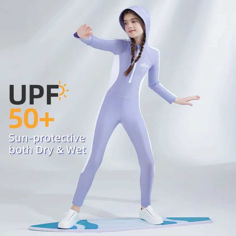 AquaPlay One-Piece Swimsuit for Children Hooded Quick Drying Sports Swimwear Fitness Beach Swimming Surfing Clothes Diving Z250214