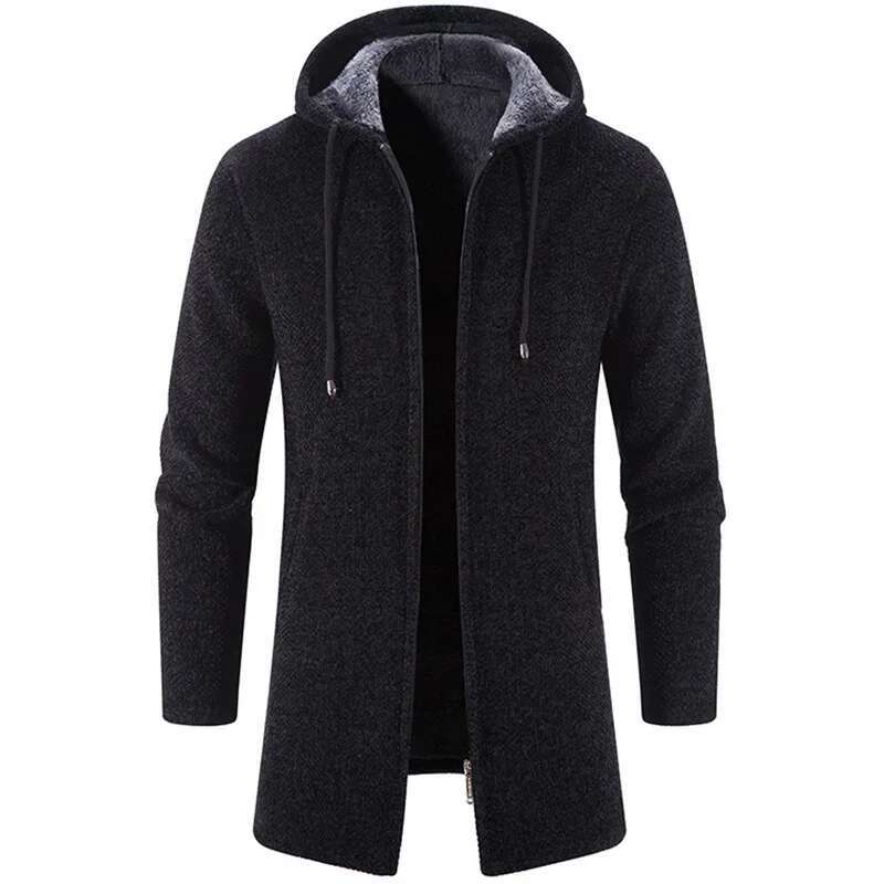 Men's Coat Autumn Winter New Hot Warm Zipper Medium Long Cardigan Sweaters Man Casual Knitwear Sweatercoat mens clothes