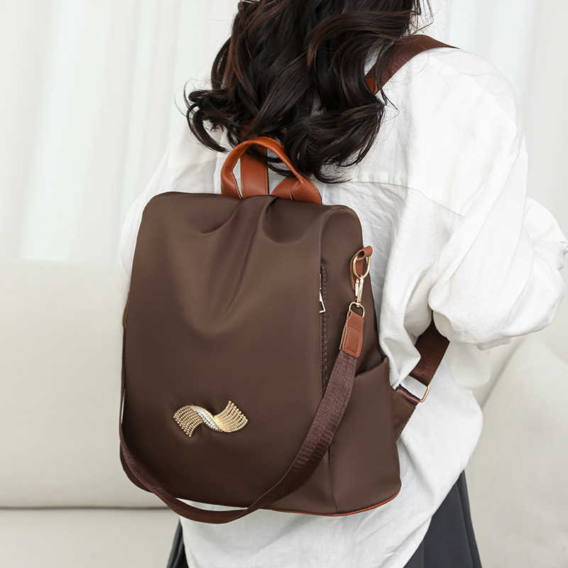 Anti theft backpack for women new trend simple contrasting color large capacity casual womens backpack womens bag