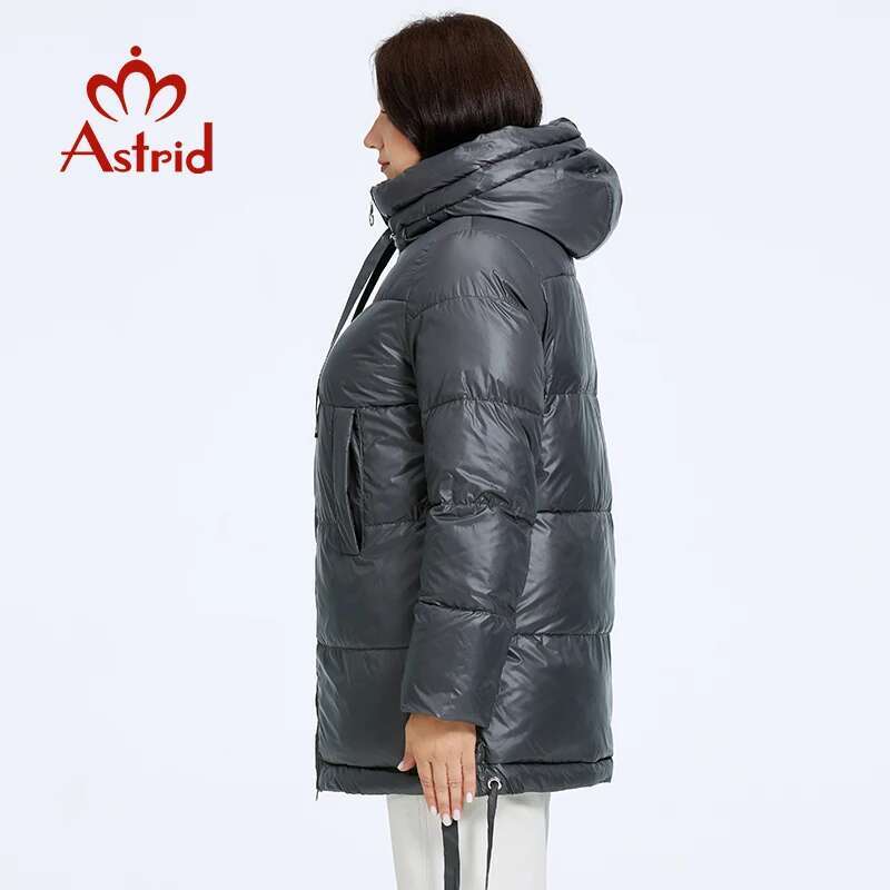 Astrid Women's Winter Jacket 2023 Plus Size Bio Down Jackets Hooded Quilted Coat Women Parka Female Clothing Split Hem Lacing