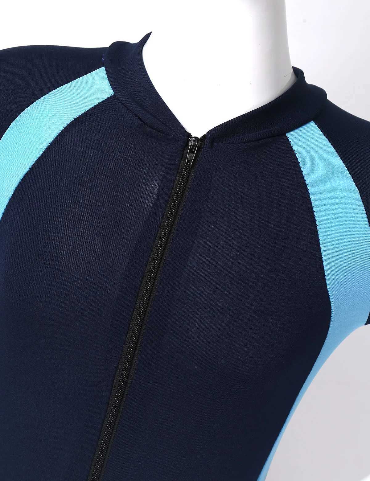 Kids Girls Boys One Piece Zip-Up Swimsuit Jumpsuit Short Sleeve Rash Guard Zippered Shor Jumpsuit UPF 50+ Wetsuit Swimwear Z250214