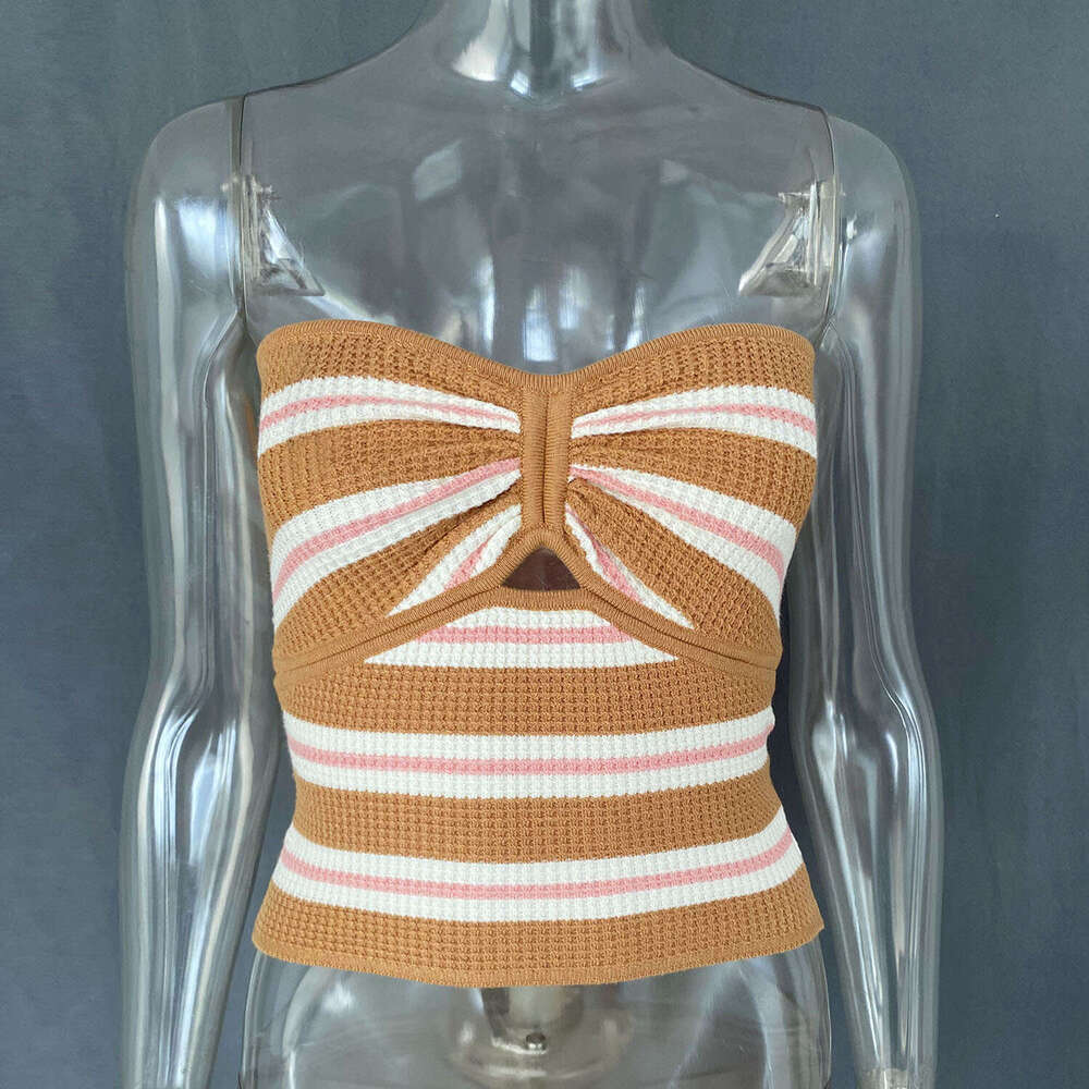 Spring/Summer Hot selg Women's Striped Clear Color Sexy Hollow out Skincare Woolen Tank Top 2025 Versatile New Trendy Clothing Ins