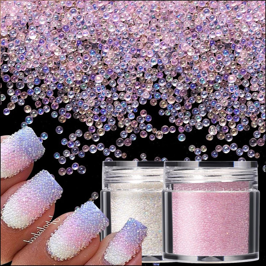 8 Colors Caviar Beads Crystal Tiny Rhinestones Reflective Laser Nail Art Decorations AB Color Glass Decorations Nail 250214