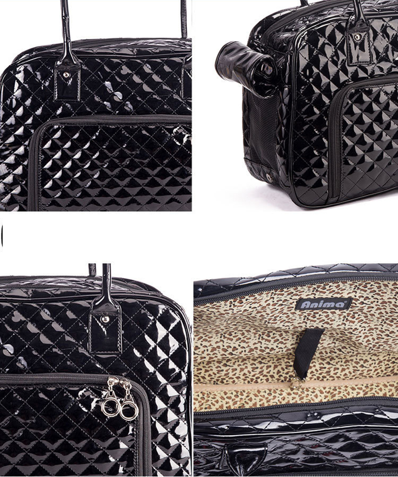 Dog Carrier for Available in All Seasons, Double Sided Breathable Mesh, Holds Up to 8lbs Quality PU Patent Leather Pet Carrier for Outdoor Travel Walk