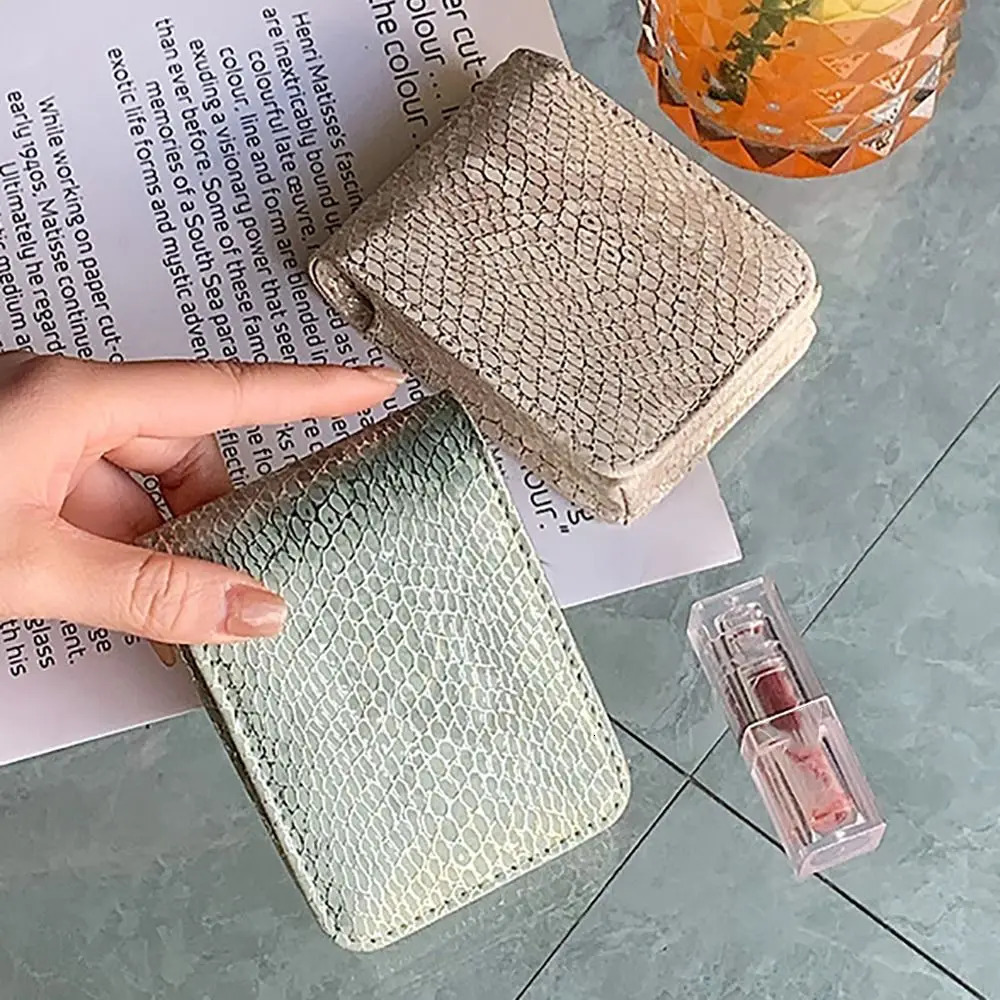 High-quality PU Leather Lipstick Bag With Mirror Mini Lipstick Protective Cover Snap Button Lipstick Pouch 250207
