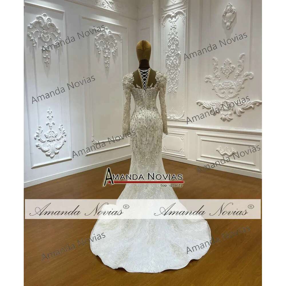 Custom Amanda New Design Long Sleeves 2 in 1 Mermaid Bridal Dress