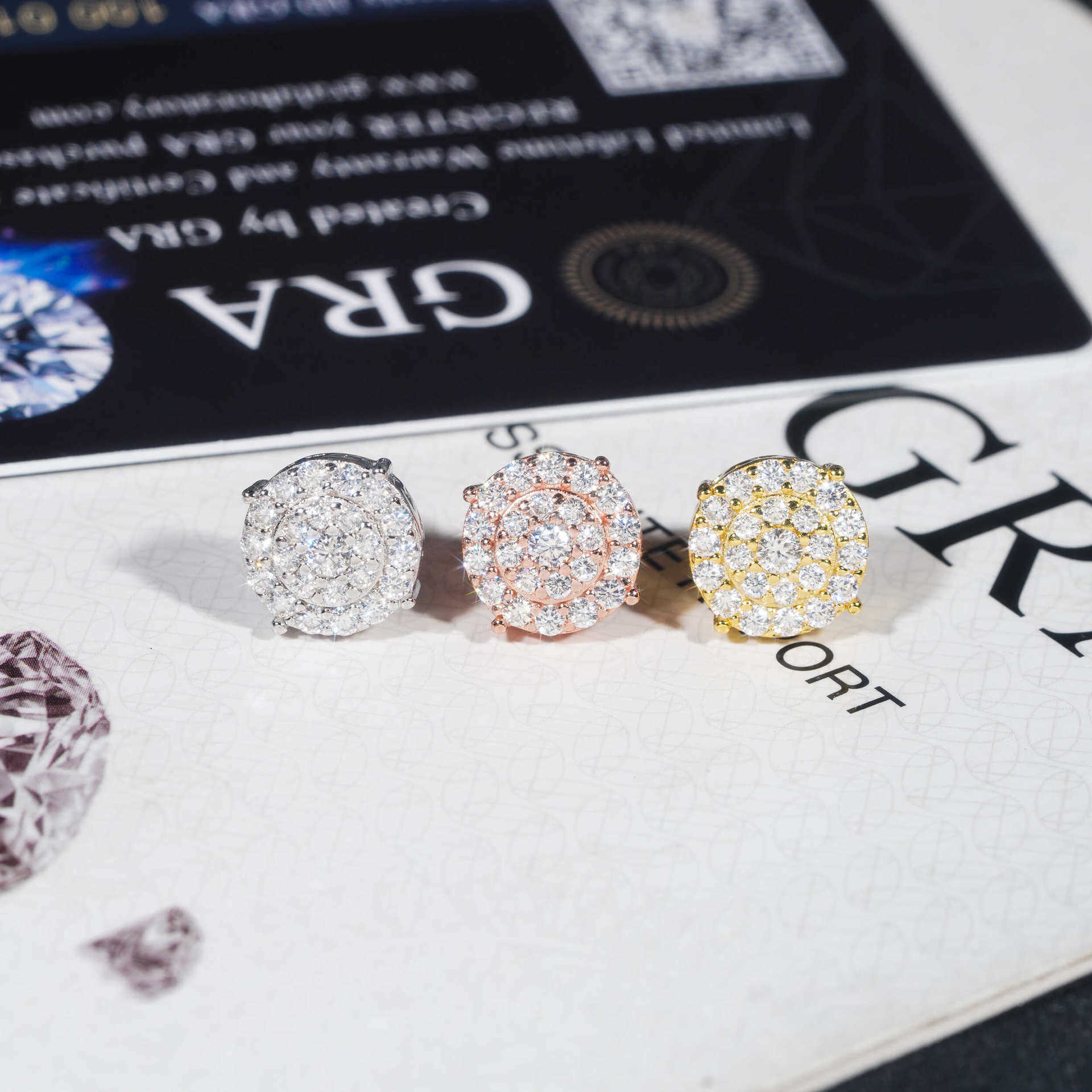 Diamond Hair 2025 New Mens and Womens Fashion Round Hip Hop Jewelry 925 Silver Earrings with Mosang Earrings