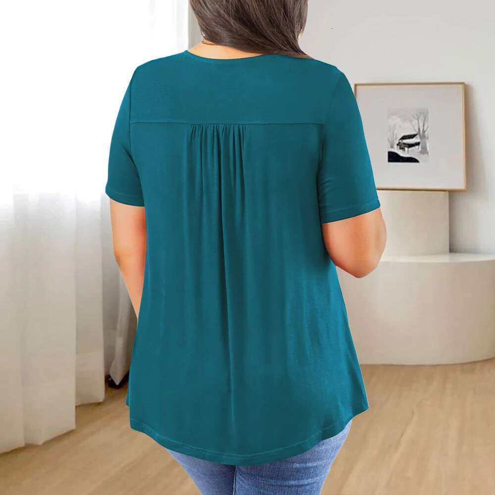 Plus Women's Tops 2024 Summer Large Size Basic T-Shirt Tee Solid Color Casual Korean Pullover Shirt For Female Clothing