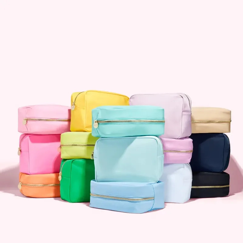 S /M/L/XL 17 Color Nylon Pouch Makeup Cosmetic Bag Zipper Toiletries Organizer Bag For Women Girls Travel Gift Makeup Pouch 250207