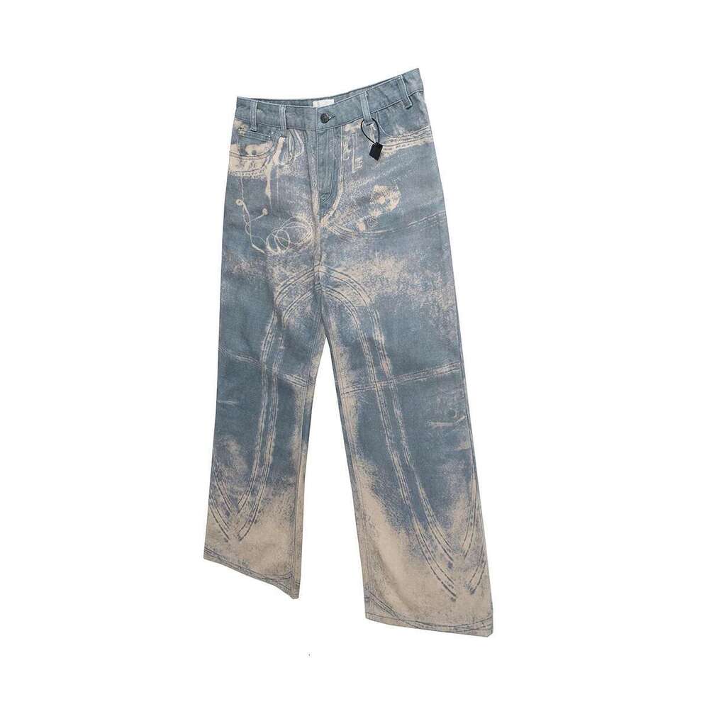 High Street 3D Digital Print Casual Baggy Jeans For Men Wide Leg Straight Patchwork Loose Denim Trousers Oversized Cargo Pants
