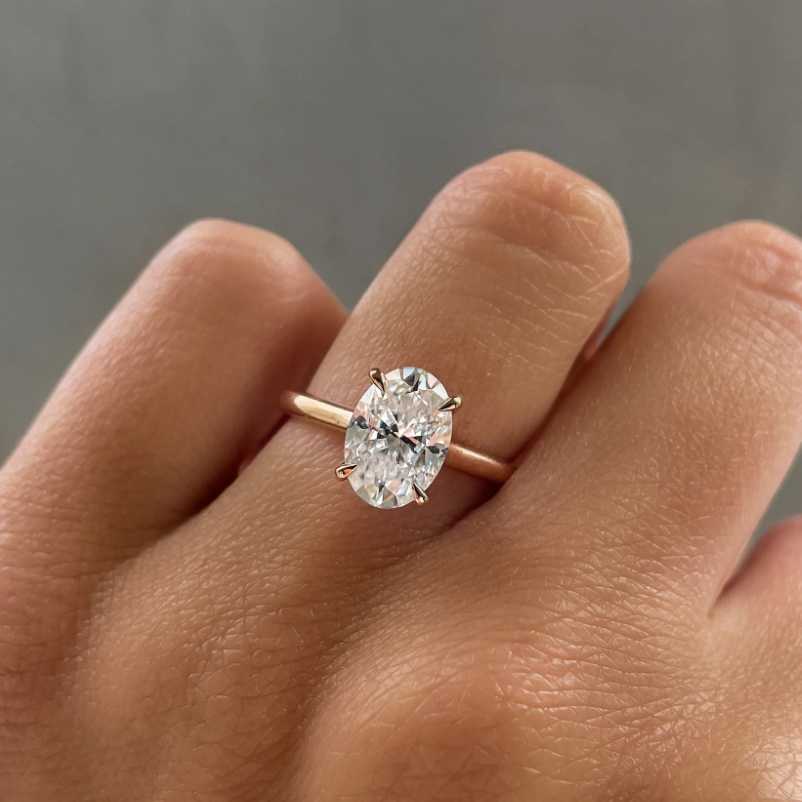 Customizable Womens Solitaire Engagement Wedding Ring Solid 1CT 2CT 3CT Gold 14K 18K IGI Certified VS1 Lab Diamonds Ring Gift
