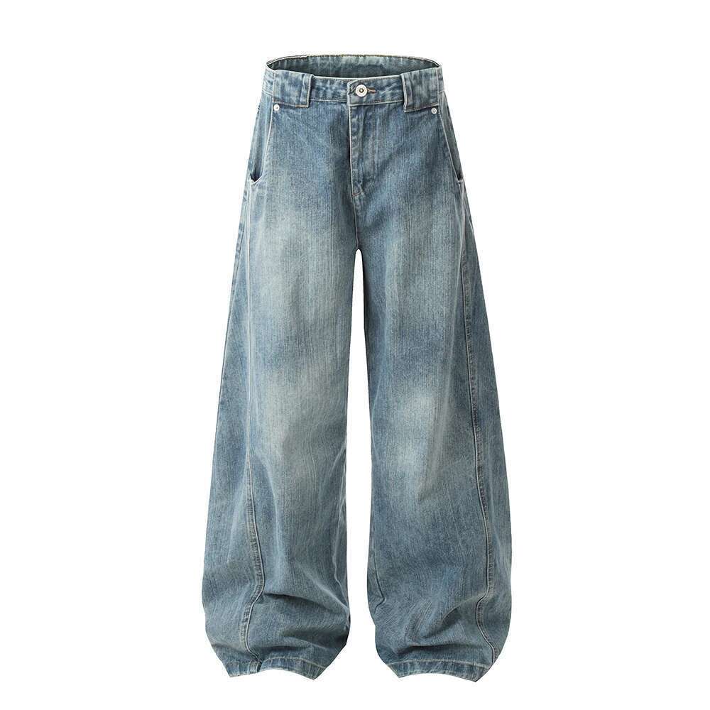 Hip Hop Washed Vintaged Blue Baggy Jeans For Men And Women Straight Casual Loose Denim Trousers Oversized Cargo Pants