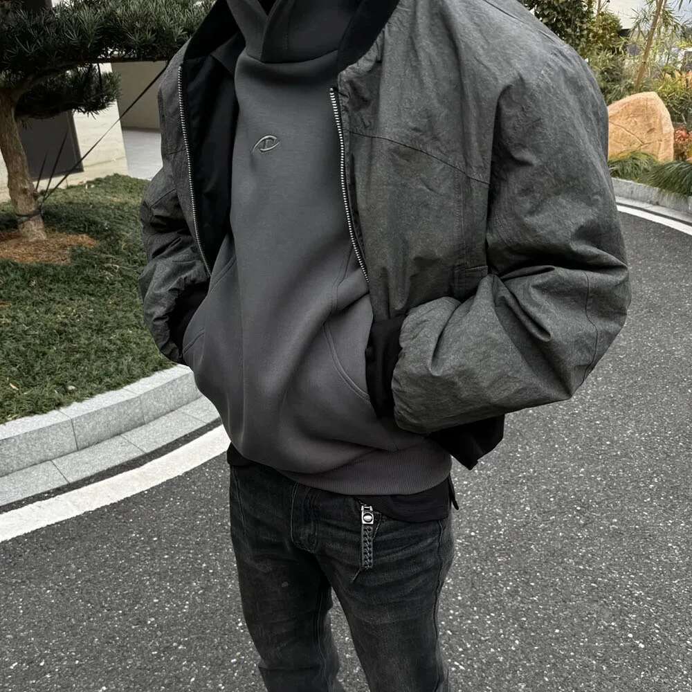 Vintage Double Wear Stand Baseball Jackets For Men And Women Cleanfit Windbreaker Casual Outwear Coat Oversized Bomber Jacket