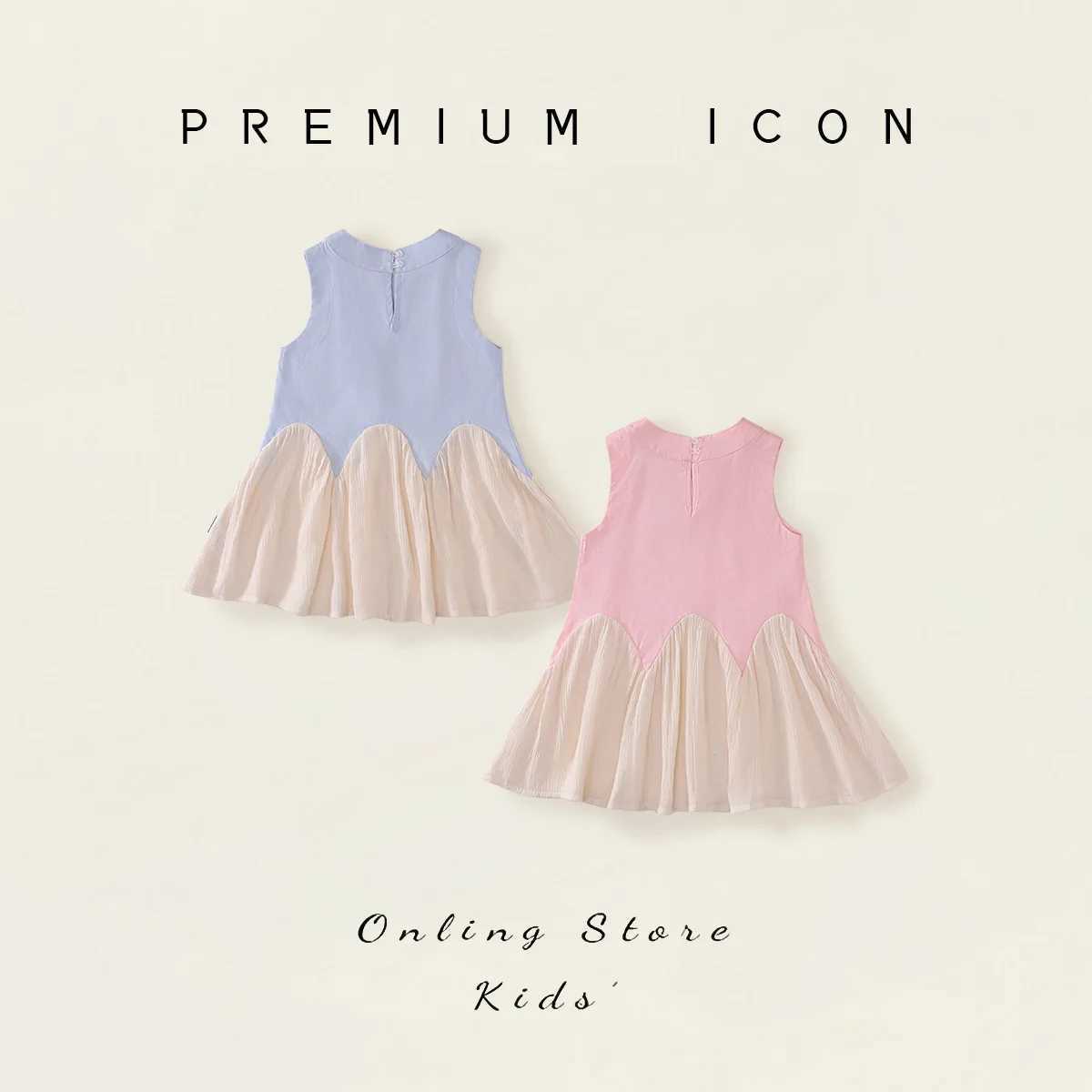 2025 Spring Summer Children Girls Sleeveless Dress Spliced Cotton Kid Girls Frock Candy Color Sweet Toddler Girls Princess Dress Z250214