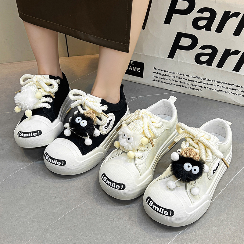 Autumn New Niche Cute Big Toe Board For Women 2025 Ugly Cute Versatile Open Mouth Smile White Shoes Sports And Casual Women's Shoes