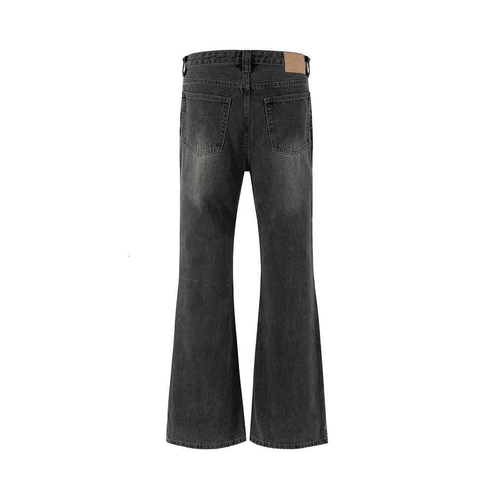 Distressed Micro Red Mud Dyed Boot Cut Jeans Unisex Straight Y2k Pantalones Hombre Casual Washed Denim Pants Oversized