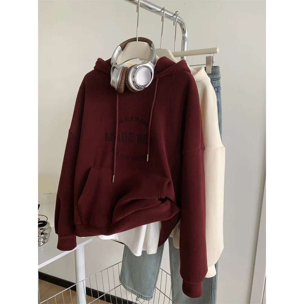 Thick Hooded Sweatshirt Jacket For Women, Loose Winter Fleece Warm Pullover Top