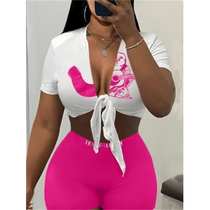 2025 Summer Designer Tracksuits For Womens Sexy Open Chest Strap Fashion Short Sleeve T-shirts And Shorts Two 2 Piece Set Outfits