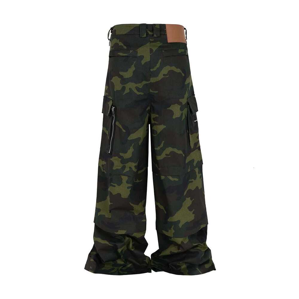 Multi-Pockets Camouflage Cargo Pants For Men And Women Streetwear Patchwork Baggy Overalls Wide Leg Loose Trousers