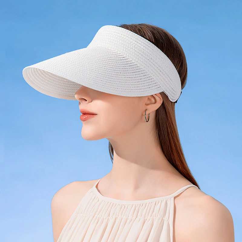 Summer Simple Women Sun Hat Anti Uv Female Outdoor Visor Cap Hand Made Straw Cap Casual Shade Hats Empty Top Beach Sunhat Lady Y250213