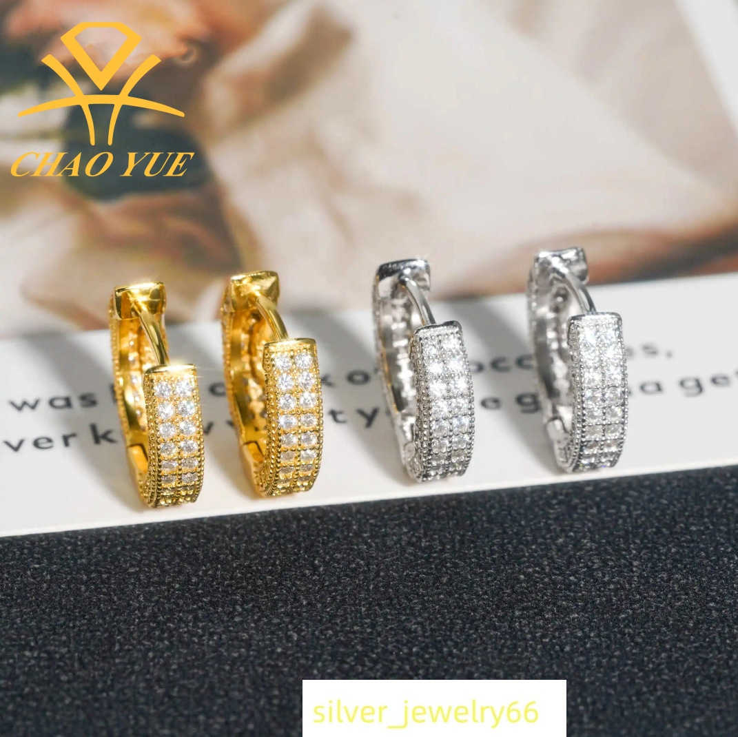 New niche trendy ear rings s925 silver moissanite mens and womens high-end round earrings hot selling item