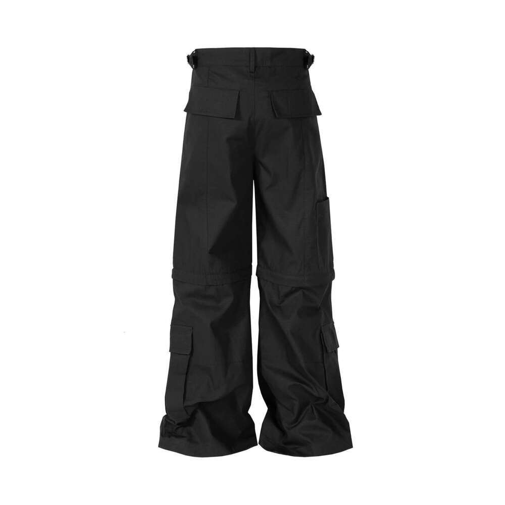 Y2k High Street Flared Cargo Multi Pocket Detachable Workwear Pants For Men And Women Solid Ropa Hombre Oversized
