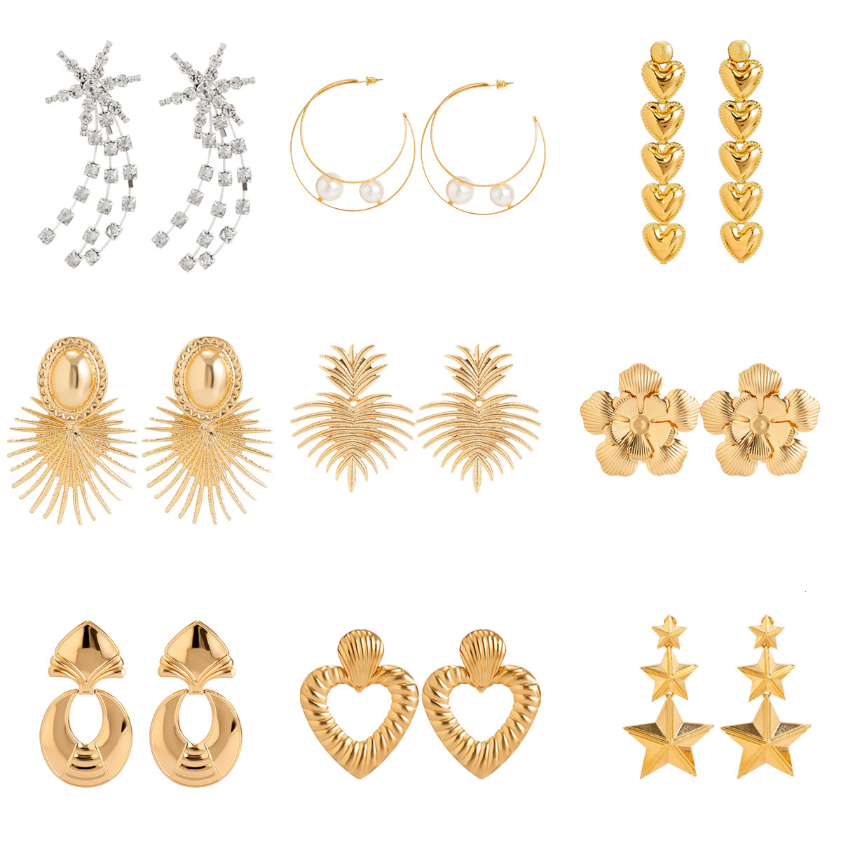 Woman fashion Adornment exaggeration cold wind star wer niche Christmas snowflake dia love earrings