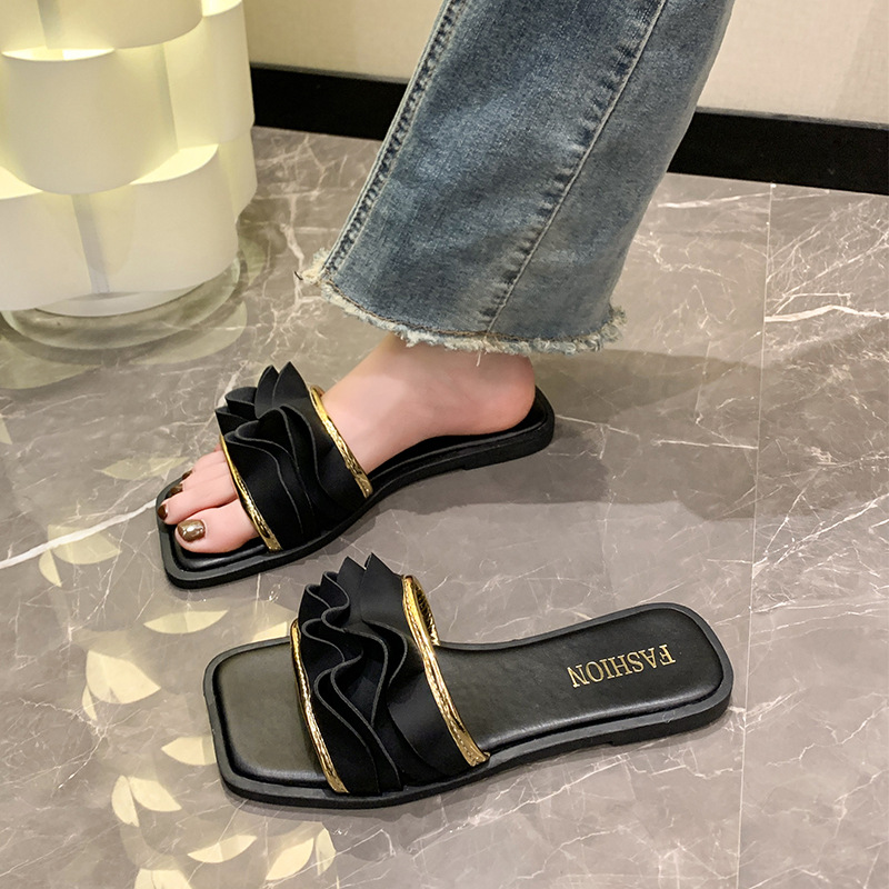 hot Women Slippers Flat Bottom Simple Design Versatile Plus Size Comfort Indoor Wear Triple Black Brown Beige White Free shipping