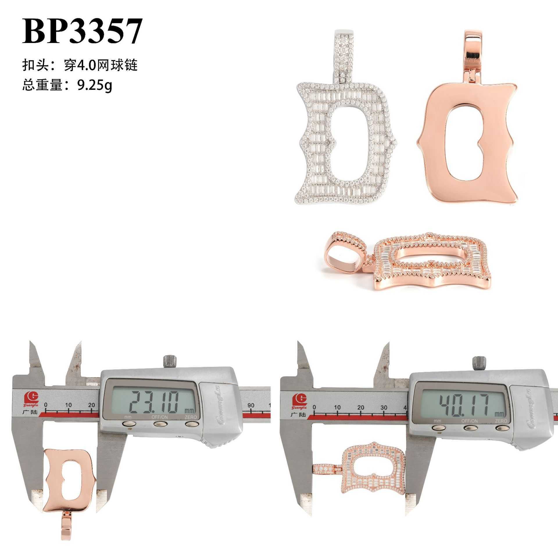 Diamond hair ins personalized hip-hop 24 letter pendant 925 silver inlaid moissanite can pass through 4mm tennis chain