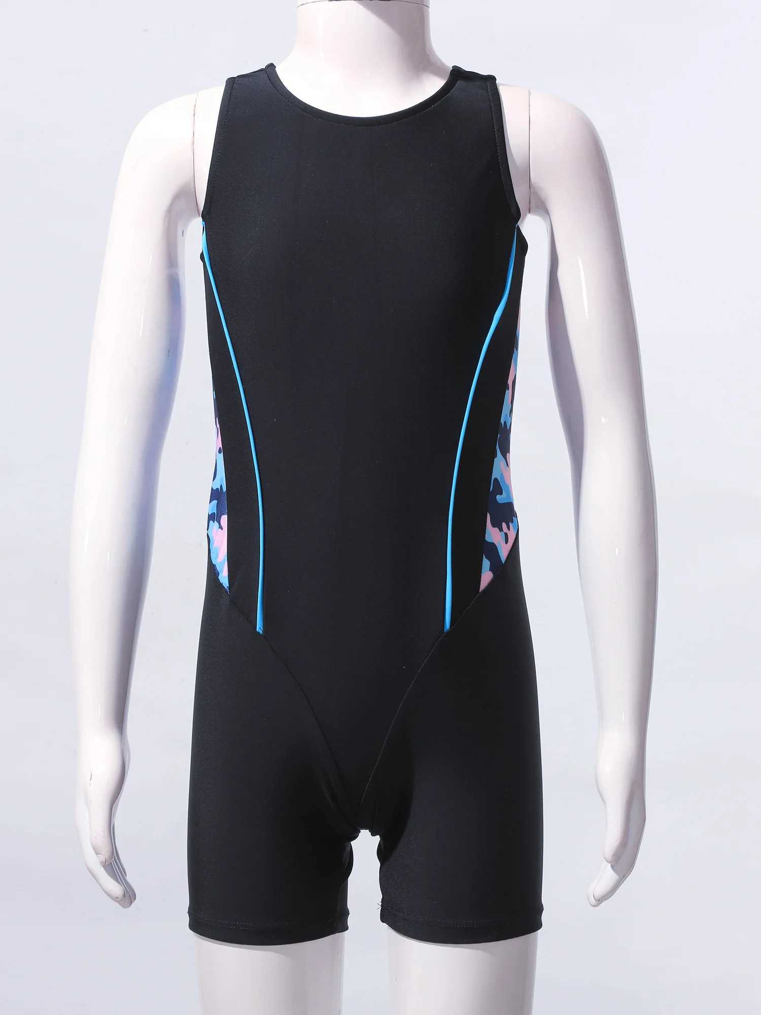 Kids Girls One-piece Swimsuit U Neck Sleeveless Boyleg Athletic Competitive Swimwear Beach Bathing Suit Rashguard Shor Wetsuit Z250214