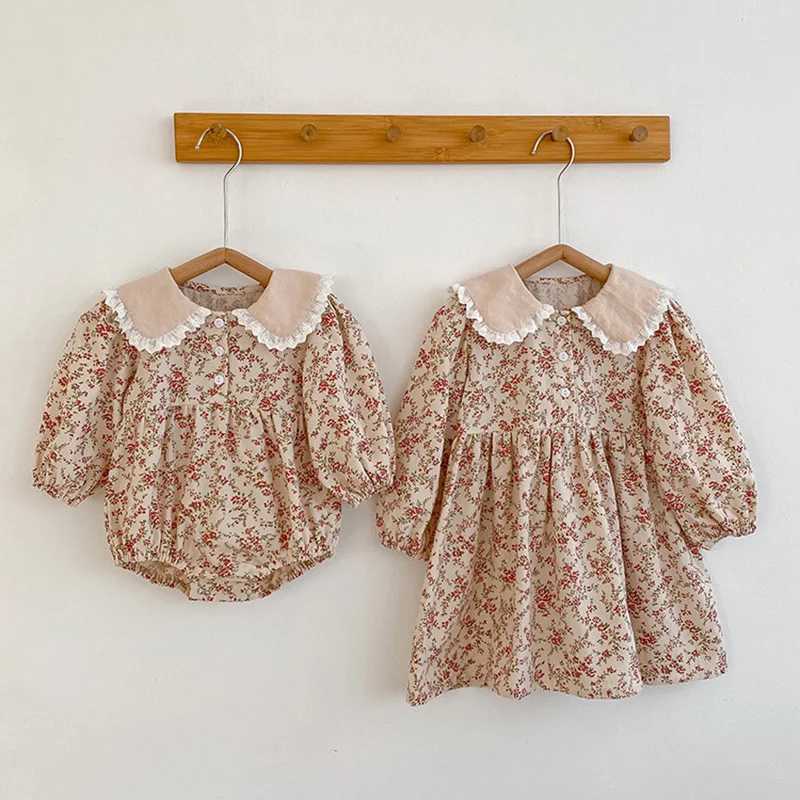 Autumn Kids Baby Girls Long Sleeve Flower Printing Princess Dress Sweet Baby Girls Doll Collar Dress Children Clothes Dress Z250214-1