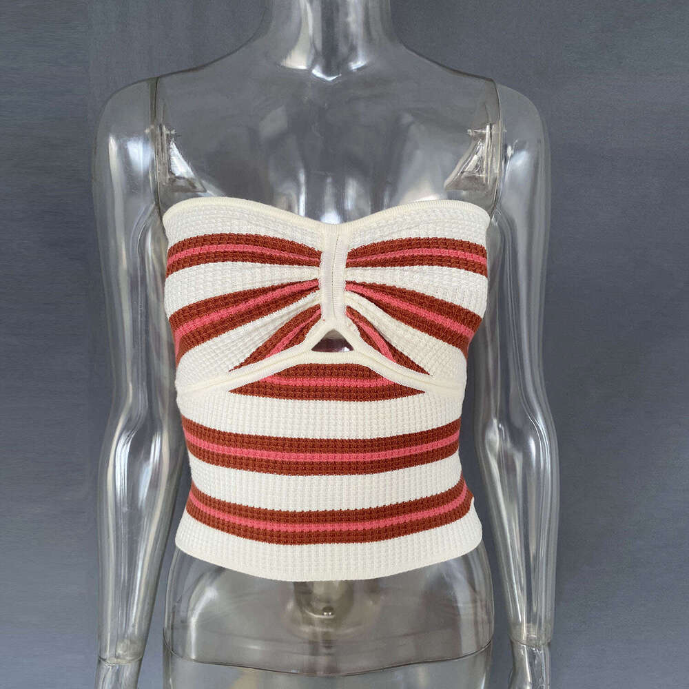 Spring/Summer Hot selg Women's Striped Clear Color Sexy Hollow out Skincare Woolen Tank Top 2025 Versatile New Trendy Clothing Ins