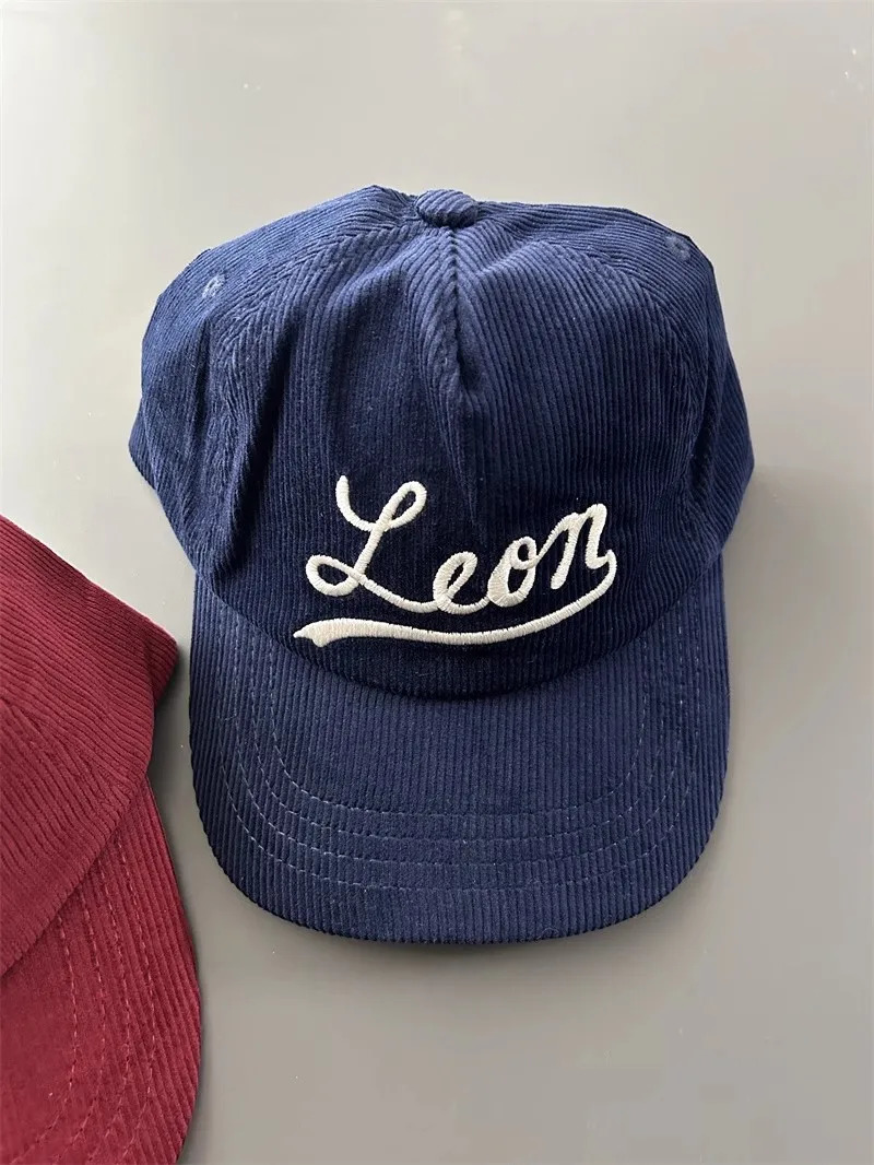 Corduroy Vintage Letter Embroidered Adjustable Baseball Hat Leon Corduroy Hat MZ182 250213