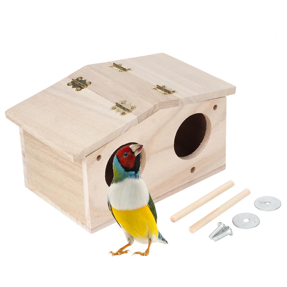 Bird House Bird Nests Wooden Bird House Wooden Pet Bird Nests House Breeding Box Cage Birdhouse Accessories for Parrots Swallows 250206